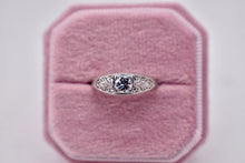 Load image into Gallery viewer, Vintage Platinum Art Deco Filigree Square Shape Old European Cut Diamond Ring