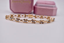 Load image into Gallery viewer, 14K Yellow Gold Vintage Unique Link Style Hinged 0.18cts Natural Diamond Bracelet