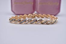 Load image into Gallery viewer, 14K Yellow Gold Vintage Baguette & Round Swirl Style Hinged 3.25cts Natural Diamond Bracelet