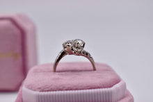 Load image into Gallery viewer, Antique Art Deco 14K White Gold Natural Two Stone Toi et Moi Old European Cut Diamond Engagement Ring