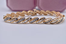 Load image into Gallery viewer, 14K Yellow Gold Vintage Baguette & Round Swirl Style Hinged 3.25cts Natural Diamond Bracelet
