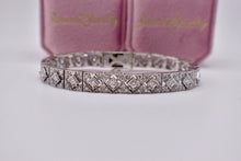 Load image into Gallery viewer, 14K White Gold Vintage Art Deco Inspired Round 4.00cts Natural Diamond Tennis Bracelet
