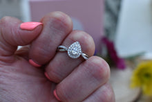 Load image into Gallery viewer, Pear Halo Diamond Engagement Ring 14K White Gold