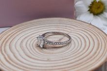 Load image into Gallery viewer, Princess Cut Diamond Halo Engagement Ring  1.00cts GSI1 14K White Gold