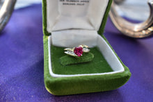 Load image into Gallery viewer, Vintage 10K Yellow Gold Imitation Ruby and Diamond Ring