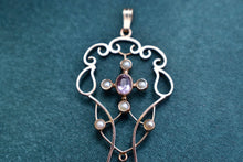 Load image into Gallery viewer, 10K Rose Gold Victorian Amethyst and Pearl Charm/Pendant