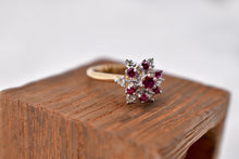 Load image into Gallery viewer, 18K Yellow Gold Vintage Ruby & Diamond Cocktail Ring