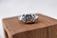 Load image into Gallery viewer, 18K White Gold Vintage Art Deco 3 Stone Diamond Engagement Ring