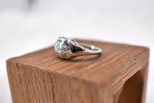 Load image into Gallery viewer, 18K White Gold Vintage Art Deco 3 Stone Diamond Engagement Ring