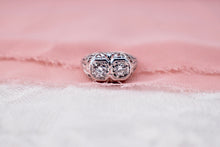 Load image into Gallery viewer, Reserved Listing Second Payment Only Antique Art Deco Platinum Two Stone Filigree Diamond Engagement Ring