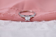 Load image into Gallery viewer, 14K White Gold Emerald Cut Diamond Ring with Baguette Accents