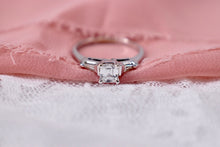 Load image into Gallery viewer, 14K White Gold Emerald Cut Diamond Ring with Baguette Accents