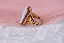 Load image into Gallery viewer, Vintage 10K Rose Gold Art Nouveau Carnelian Cameo Ring