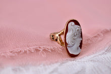 Load image into Gallery viewer, Vintage 10K Rose Gold Art Nouveau Carnelian Cameo Ring