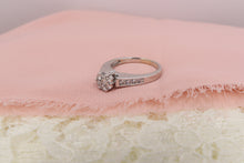 Load image into Gallery viewer, Antique 14K White Gold Flower Cluster Diamond Ring