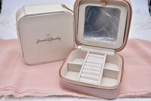 Load image into Gallery viewer, Champagne & Pink Leatherette Jewelry Travel Zip Up Case