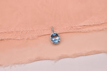 Load image into Gallery viewer, 10K White Gold Vintage Oval Swiss Blue Topaz Halo Necklace