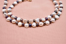 Load image into Gallery viewer, 14K Yellow Gold Vintage White & Grey Pearl Necklace Strand