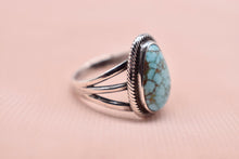 Load image into Gallery viewer, Antiqued Sterling Silver Turquoise Teardrop Bezel Ring