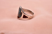 Load image into Gallery viewer, Antiqued Sterling Silver Turquoise & Carnelian Inlayed Ring