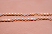 Load image into Gallery viewer, Vintage 14K Yellow Gold 17 Inch Fresh Water White Pink Hue Pearl Necklace Strand