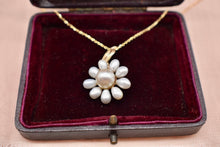 Load image into Gallery viewer, Vintage 14K Yellow Gold Flower Freshwater Pearl Statement Necklace