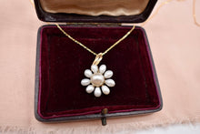 Load image into Gallery viewer, Vintage 14K Yellow Gold Flower Freshwater Pearl Statement Necklace