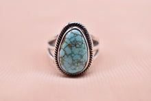 Load image into Gallery viewer, Antiqued Sterling Silver Turquoise Teardrop Bezel Ring