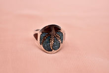 Load image into Gallery viewer, Antiqued Sterling Silver Turquoise & Carnelian Inlayed Ring