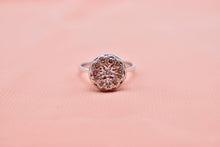 Load image into Gallery viewer, Vintage 14K White Gold Flower Cluster Diamond Ring