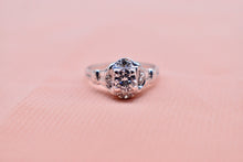 Load image into Gallery viewer, Vintage 18K White Gold Art Deco Old European Diamond Engagement Ring