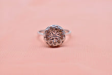 Load image into Gallery viewer, Vintage 14K White Gold Flower Cluster Diamond Ring