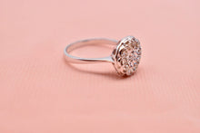 Load image into Gallery viewer, Vintage 14K White Gold Flower Cluster Diamond Ring