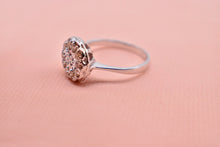 Load image into Gallery viewer, Vintage 14K White Gold Flower Cluster Diamond Ring