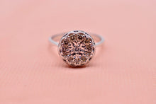 Load image into Gallery viewer, Vintage 14K White Gold Flower Cluster Diamond Ring