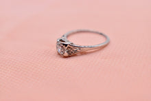 Load image into Gallery viewer, Vintage 18K White Gold Art Deco Old European Cut Diamond Engagement Ring