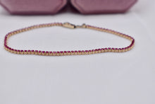 Load image into Gallery viewer, 14K Yellow Gold 2.64cts Vintage Round Ruby Minimalist Layering Link Bracelet
