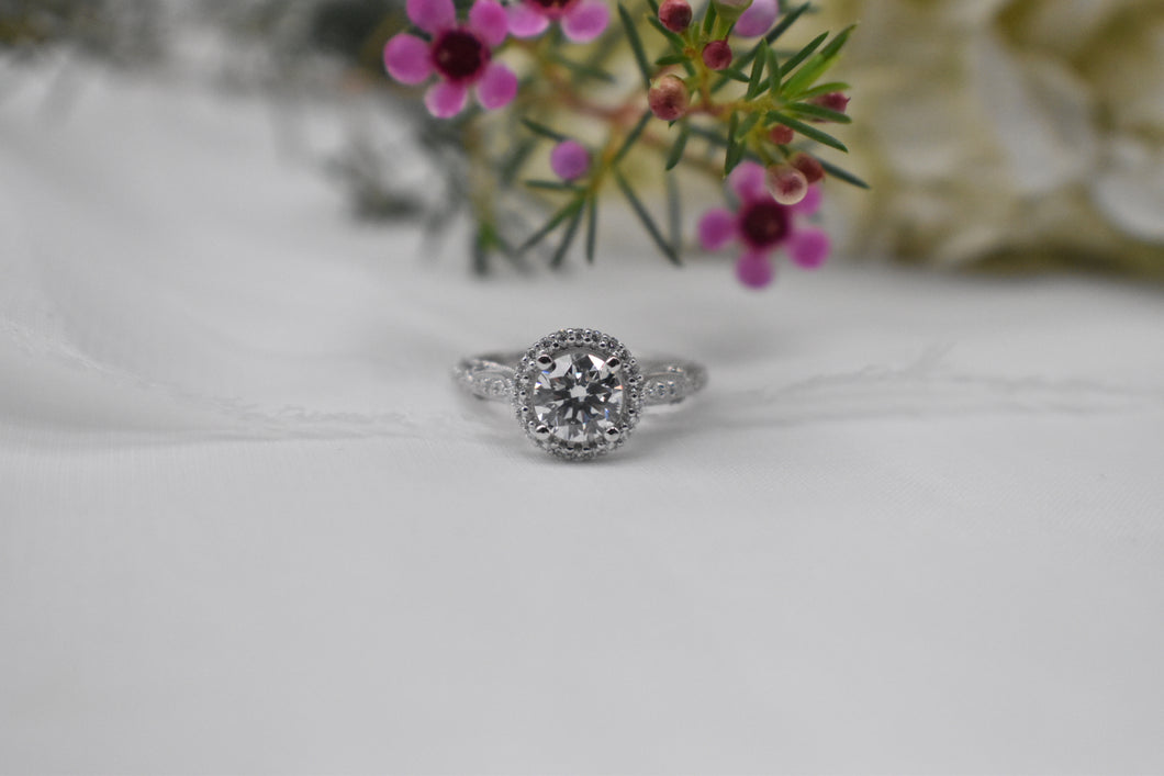 Custom Made Diamond Halo Engagement Ring