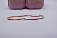 Load image into Gallery viewer, 14K Yellow Gold 2.64cts Vintage Round Ruby Minimalist Layering Link Bracelet
