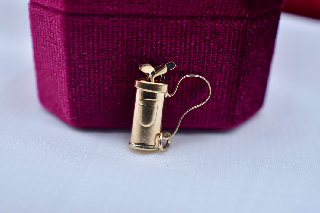 Reserved Listing Vintage 14K Yellow Gold Golf Bag Charm