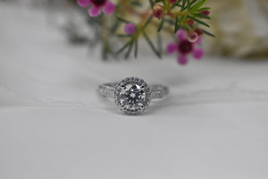 Custom Made Diamond Halo Engagement Ring
