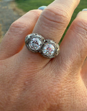 Load image into Gallery viewer, Reserved Listing Second Payment Two Stone Art Deco Old European Cut Diamond Statement Ring
