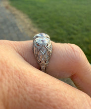 Load image into Gallery viewer, Reserved Listing Second Payment Two Stone Art Deco Old European Cut Diamond Statement Ring
