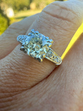 Load image into Gallery viewer, Reserved Listing Platinum Art Deco 1.05cts Center Old European Cut Diamond Accented Engagement Ring
