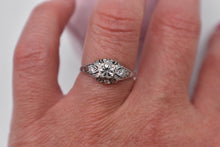 Load image into Gallery viewer, Reserved Listing 18K White Gold Art Deco Old European Cut Diamond Filigree Engagement Ring

