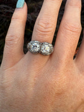 Load image into Gallery viewer, Reserved Listing Second Payment Two Stone Art Deco Old European Cut Diamond Statement Ring
