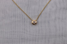 Load image into Gallery viewer, Vintage 14K Yellow Gold Solitaire Diamond Bezel Necklace
