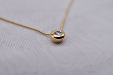 Load image into Gallery viewer, Vintage 14K Yellow Gold Solitaire Diamond Bezel Necklace
