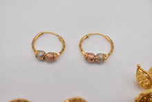 Load image into Gallery viewer, Vintage High End 22K Three Toned Hoop Earrings
