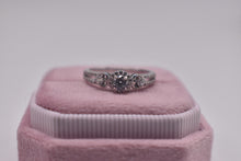 Load image into Gallery viewer, Reserved Listing Sterling Silver Vintage Inspired Halo Engagement Ring
